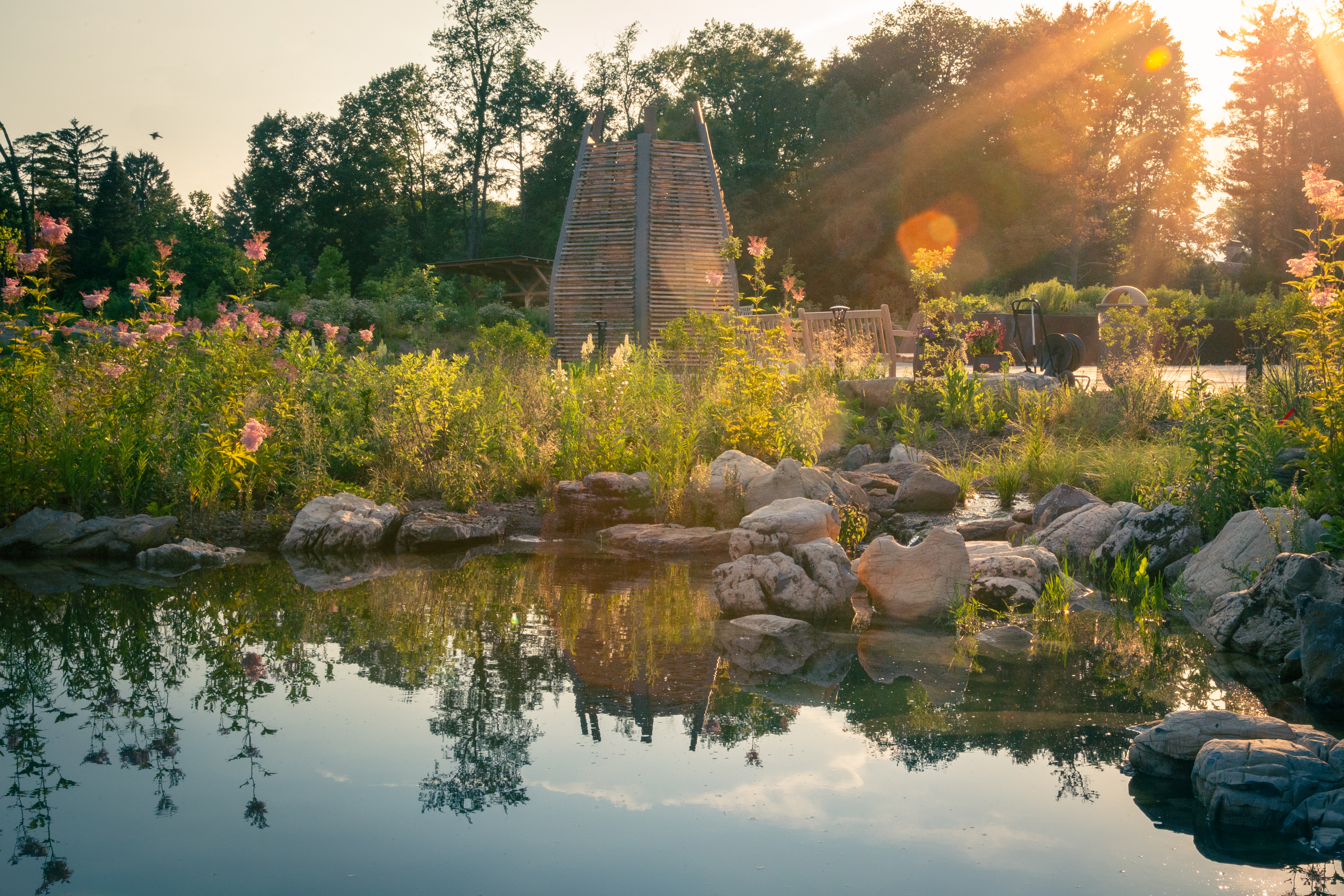 exterior photo of Arboretum grounds at dusk by Nick Sloff '92 A&A