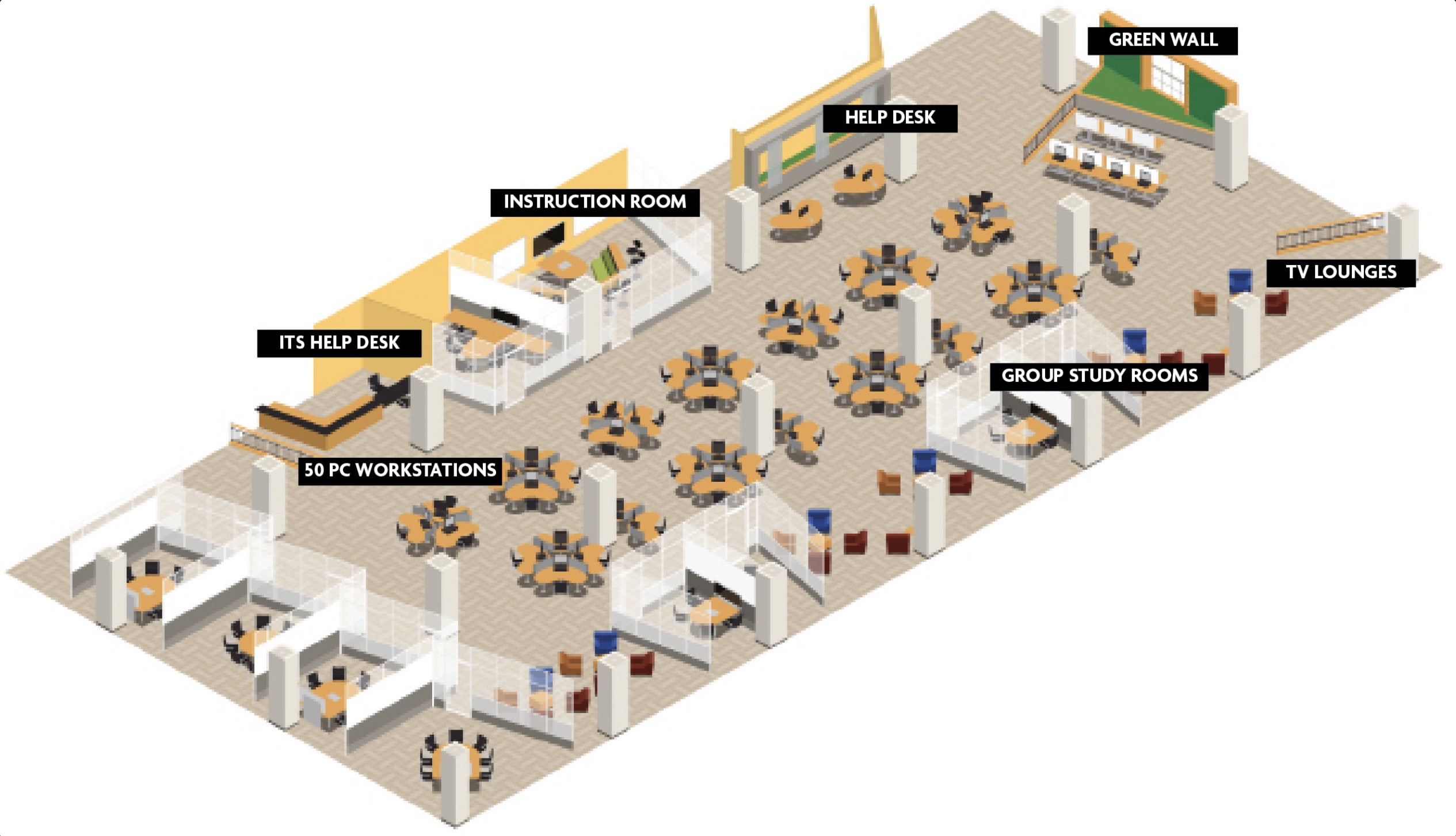 graphic of floor layout of Knowledge Commons