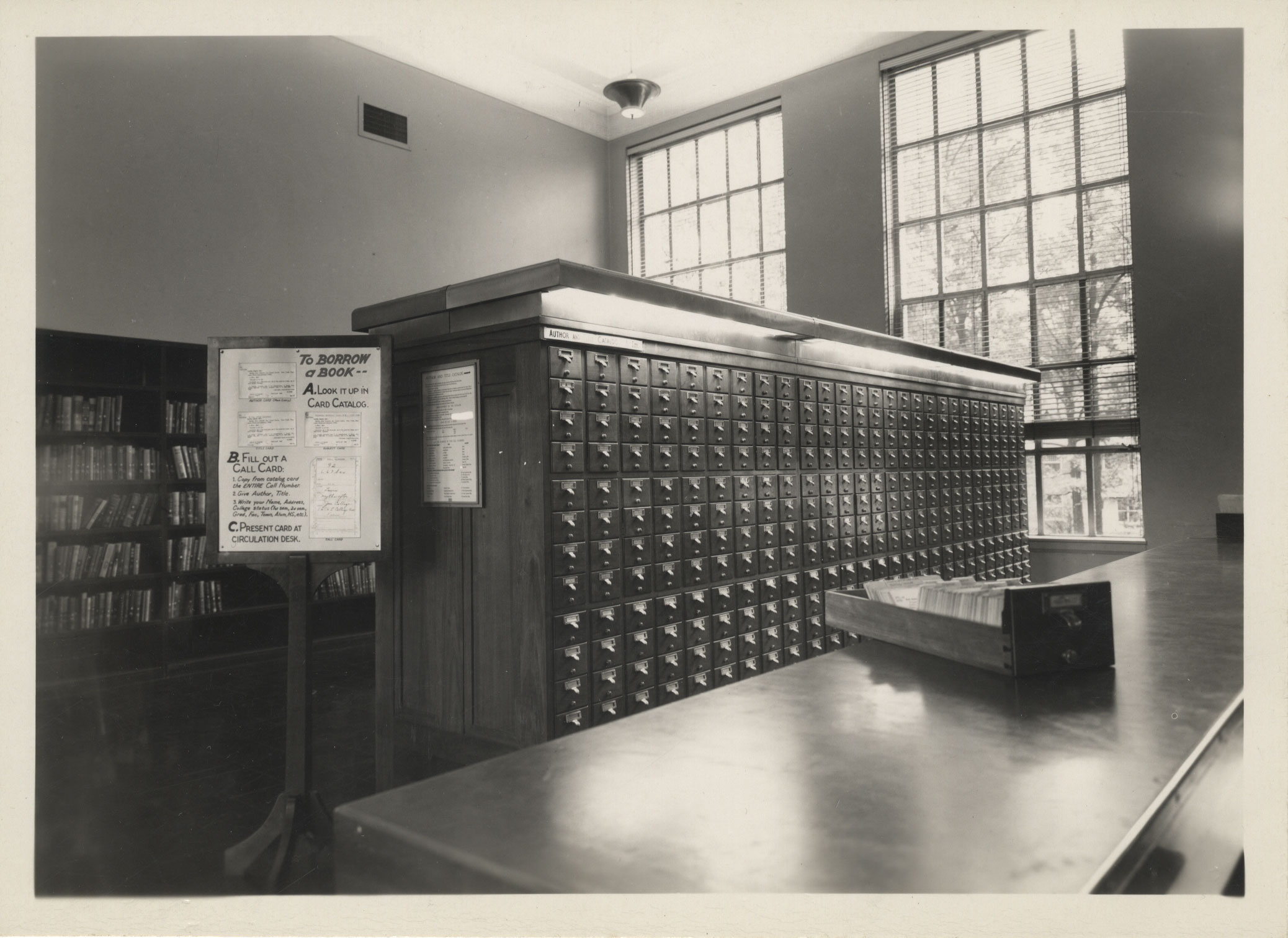 black and white photo of a card catalog by Penn State Libraries