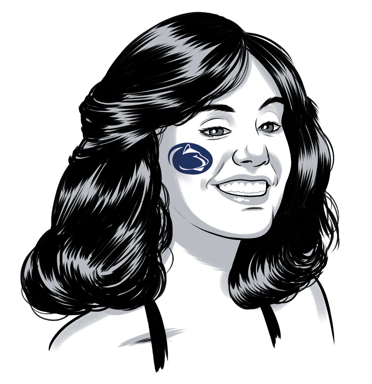 illustration of a student with a lion paw painted on her face by Joel Kimmel