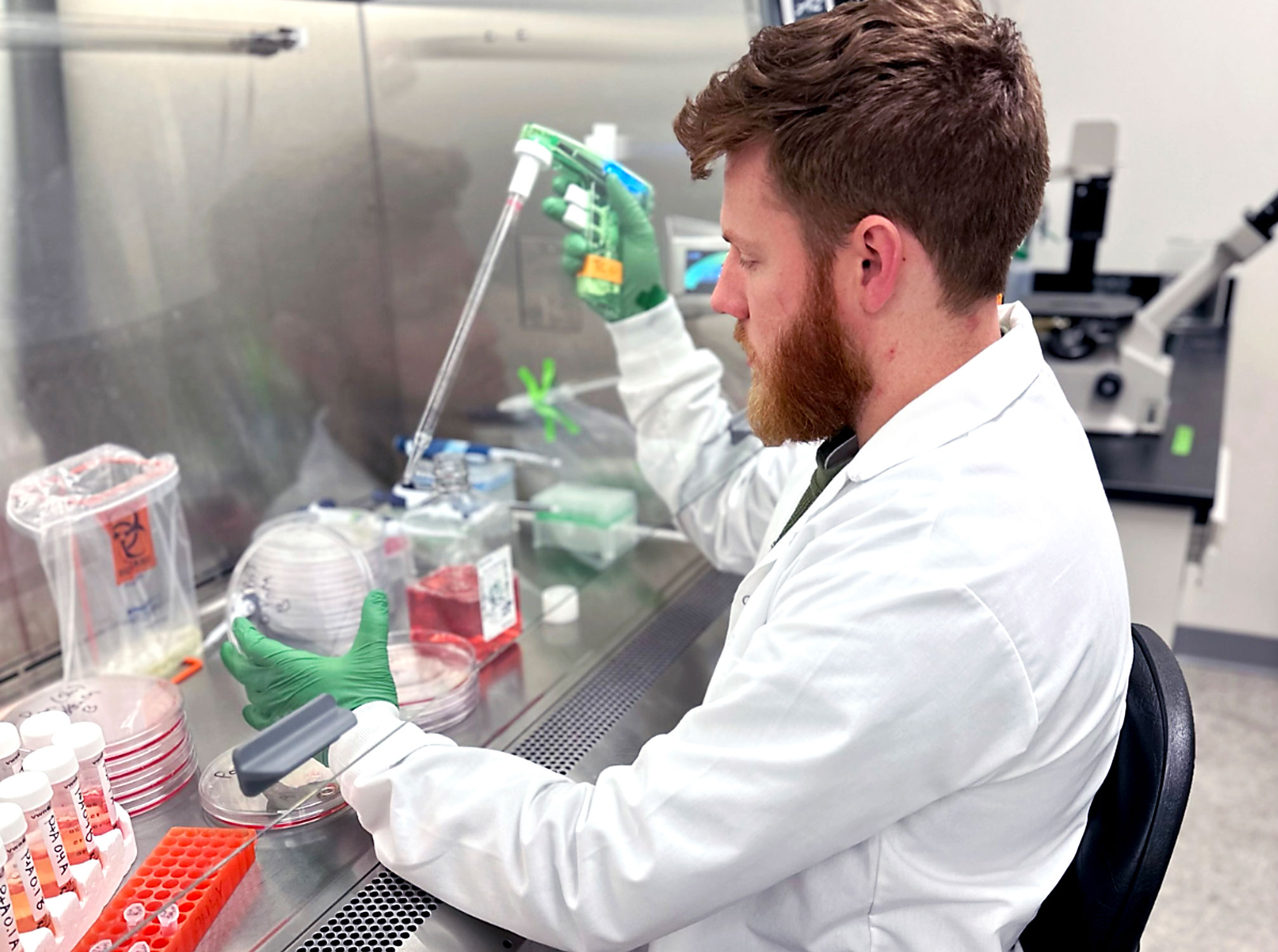 Reynolds in the lab, photo courtesy