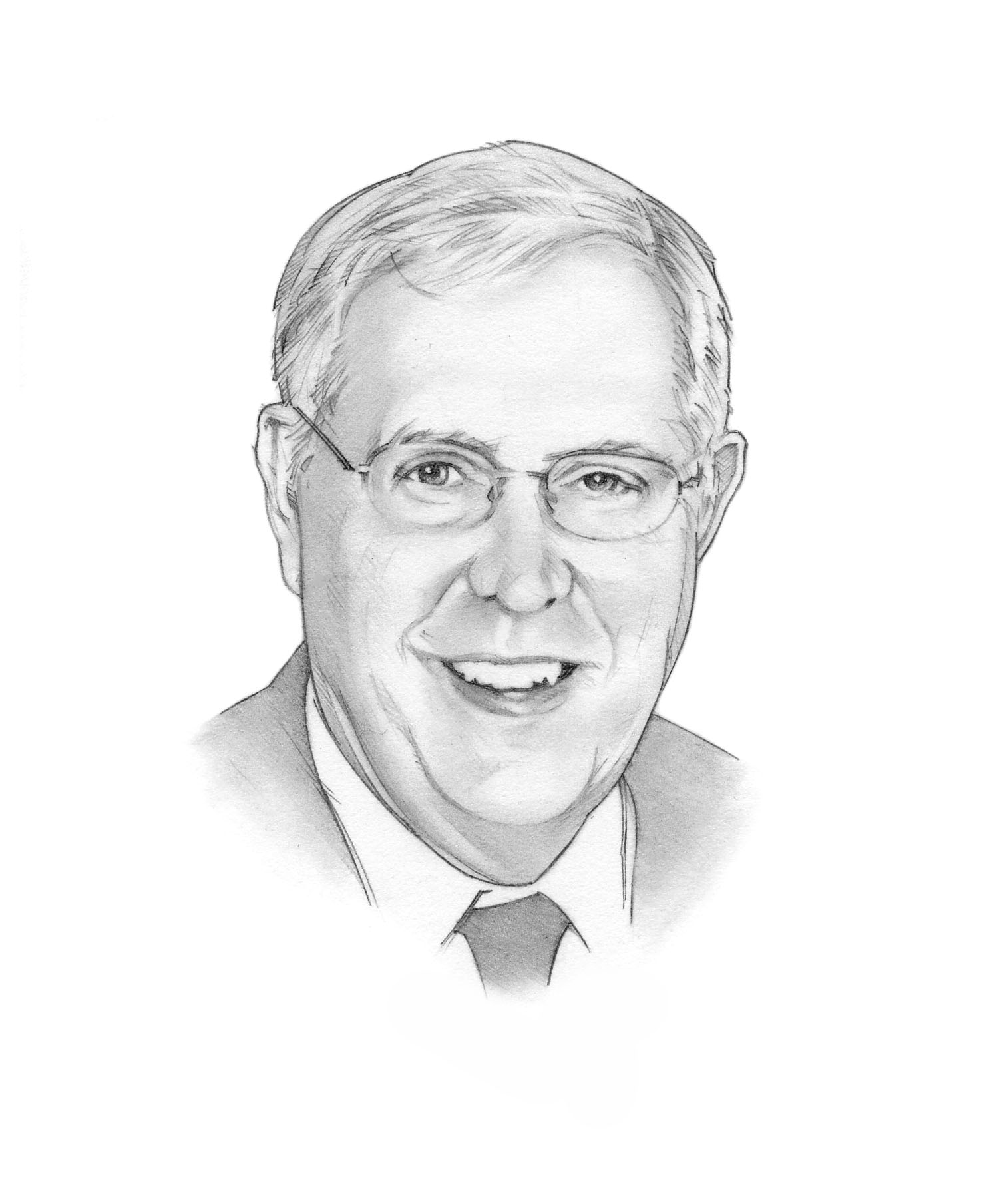 head shot pencil illustration of Simpson by Randy Glass