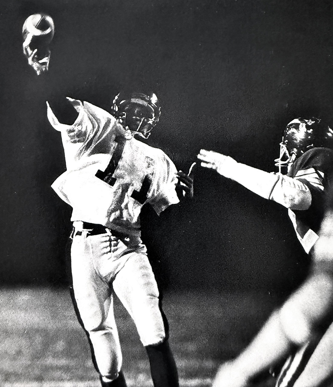 black and white photo of Smith playing in high school, courtesy