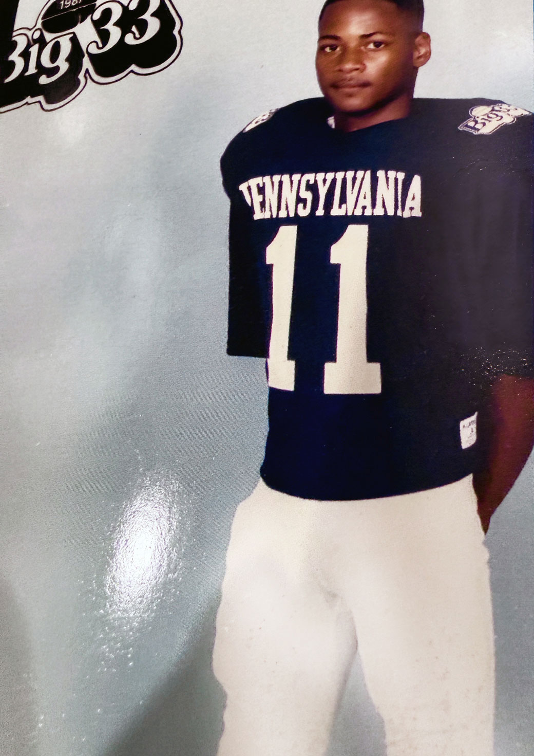photo of Smith in uniform for the Big 33 Football Classic, courtesy