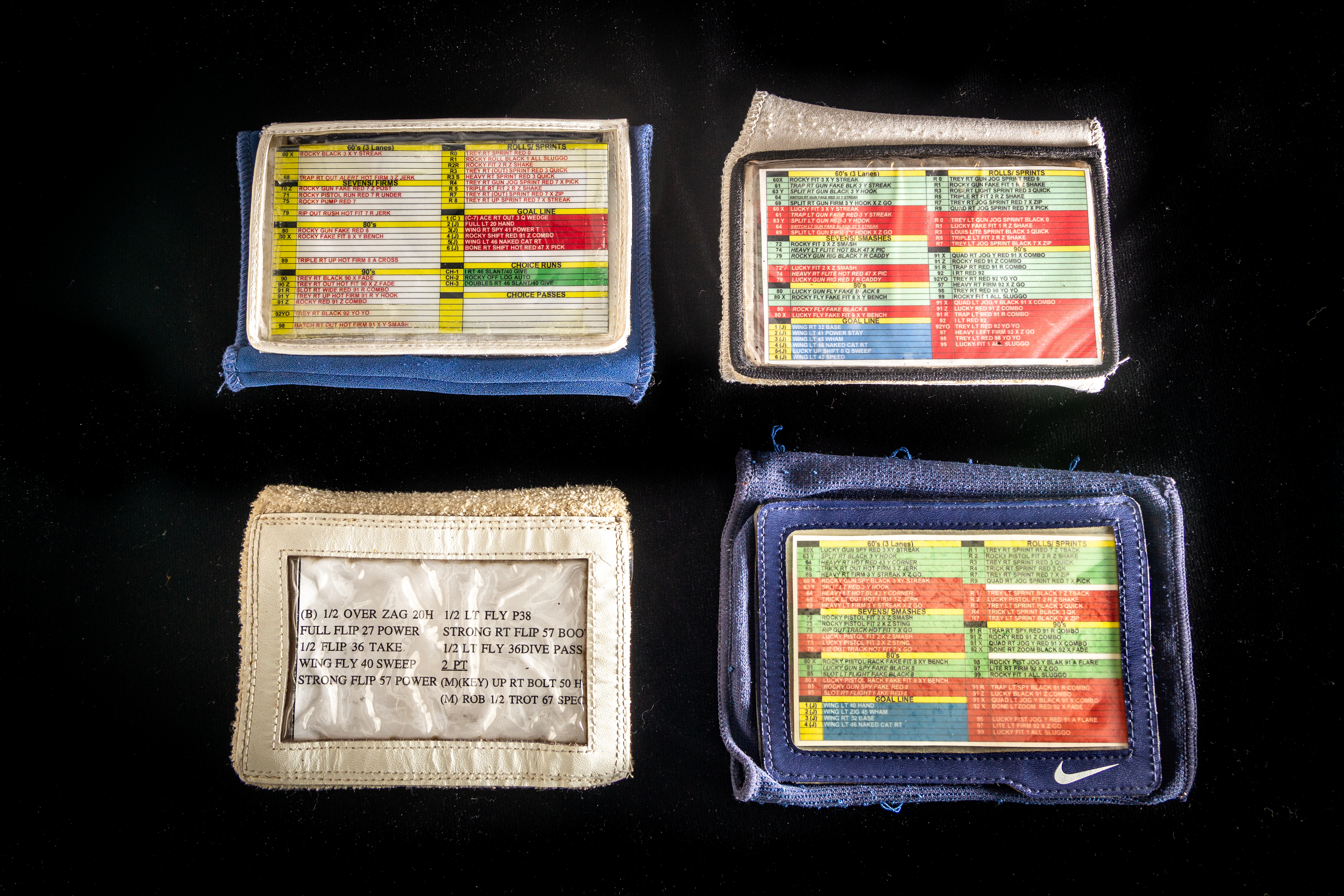 photo of wristbands worn by four PSU QBs by Nick Sloff '92 A&A