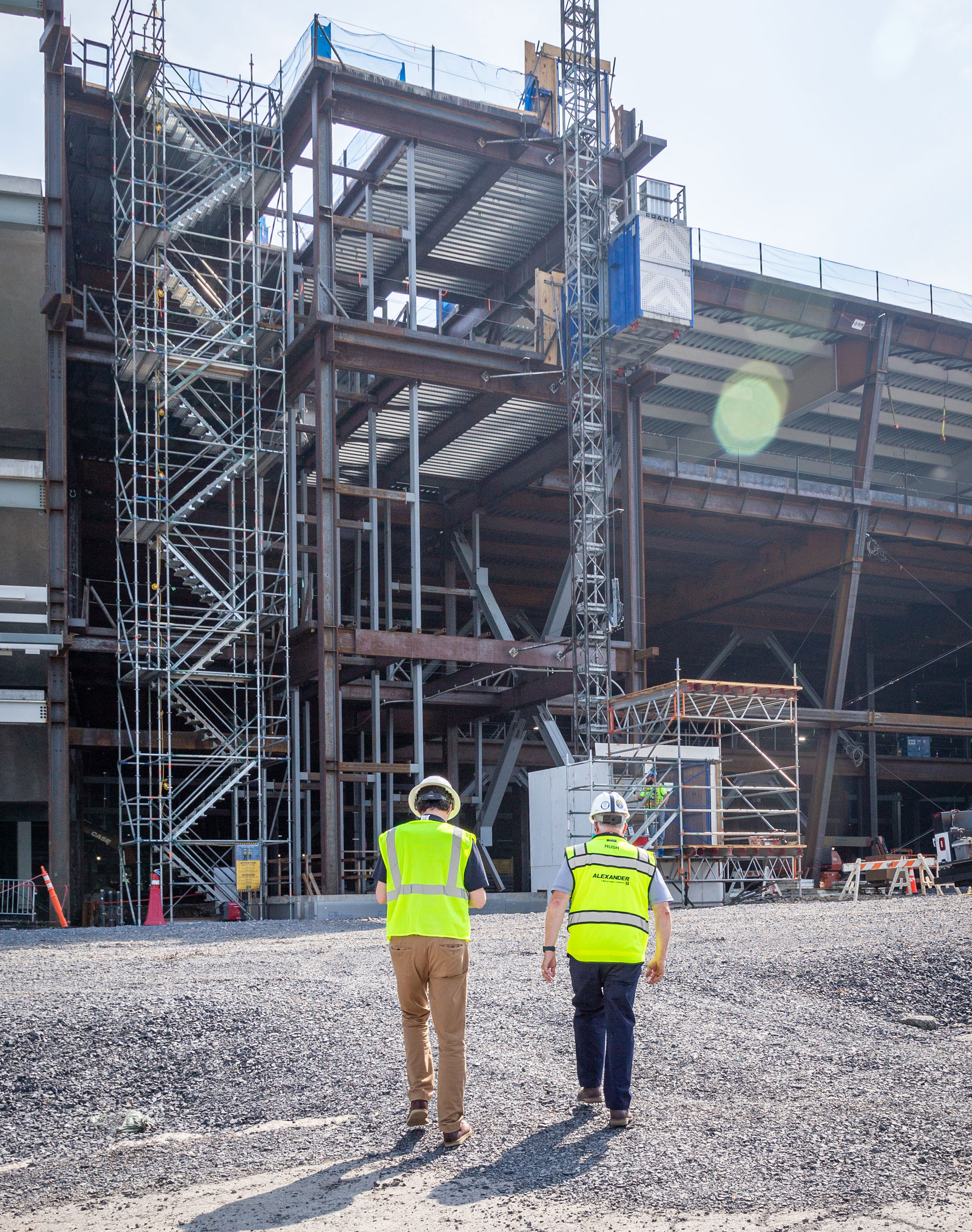 photo of Rush and colleague on site at Beaver Stadium during renovation by Nick Sloff '92 A&A