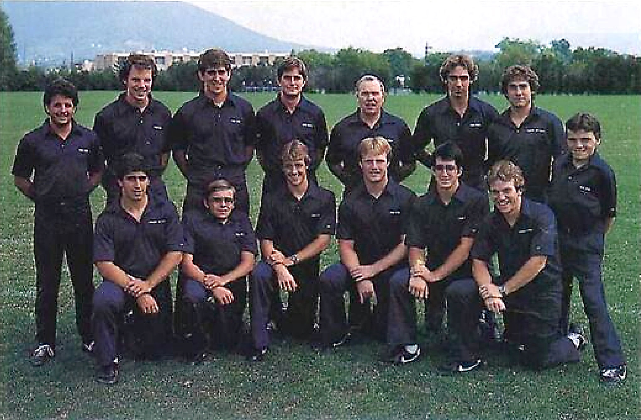 group photo of rush and fellow student athletic equipment managers in 1983, courtesy
