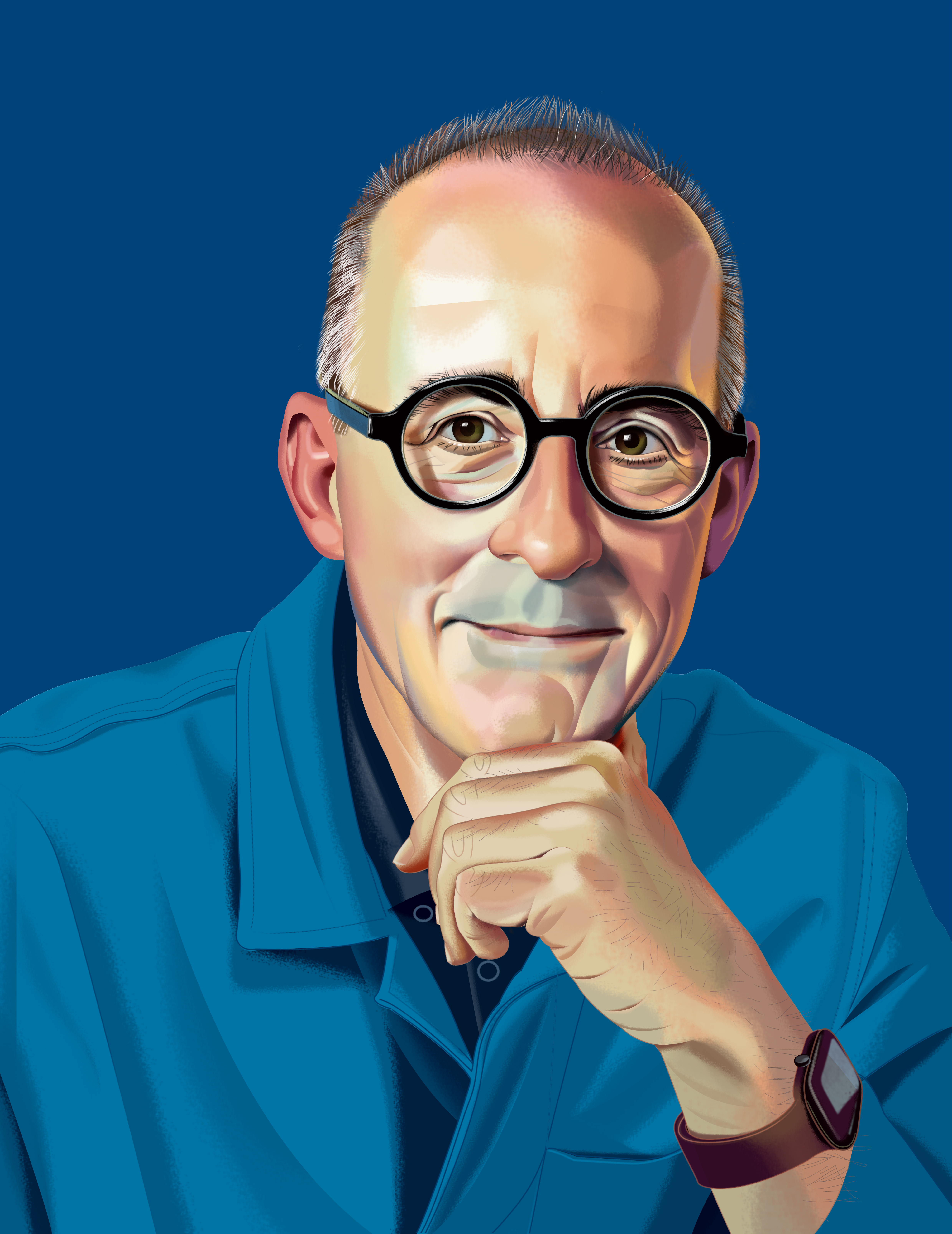 Stengel head shot illustration by Nigel Buchanan