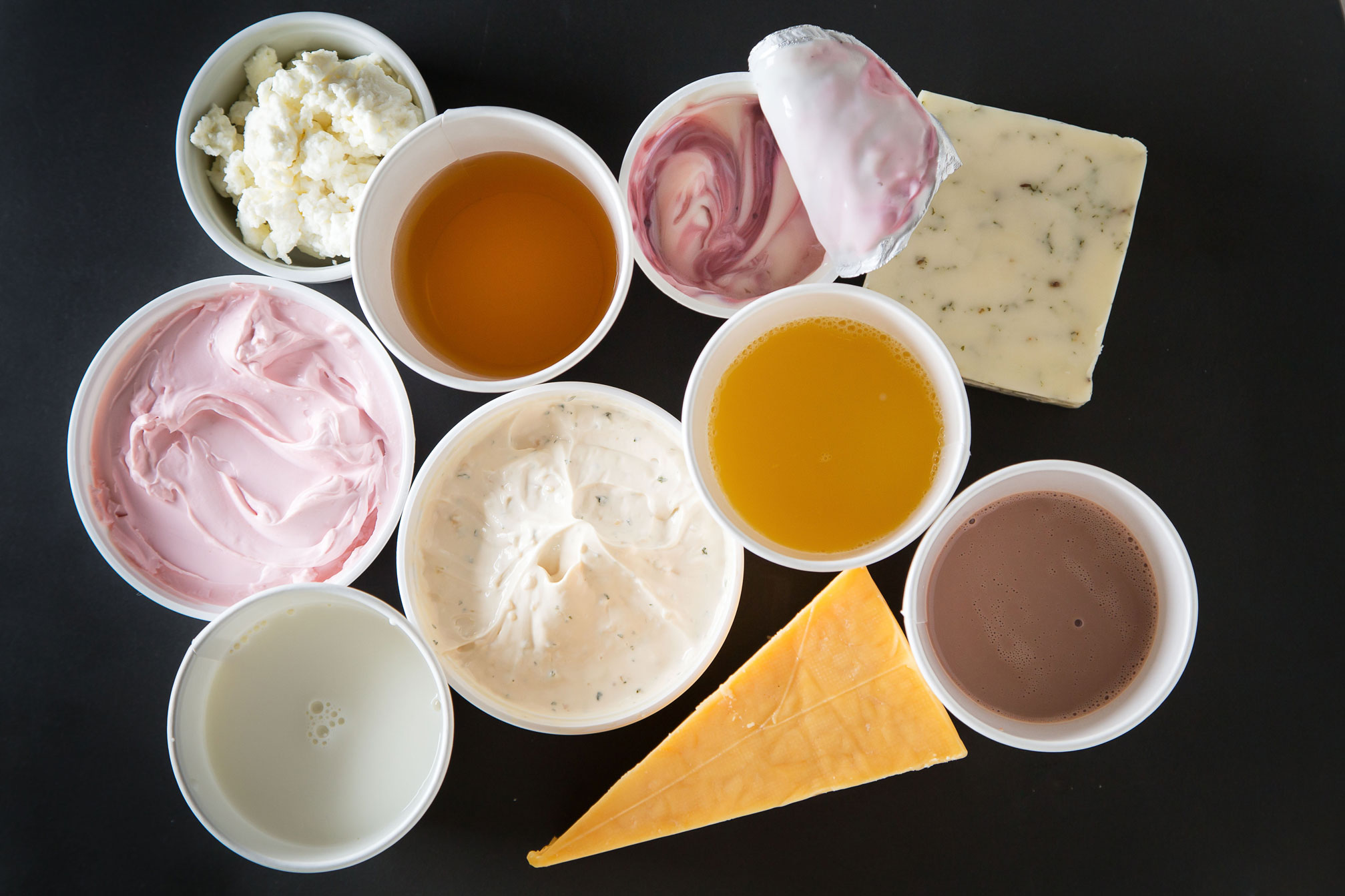 photo of a selection of other items available for purchase at the Creamery, from cheese and yogurt to honey and green tea, by Nick Sloff '92 A&A