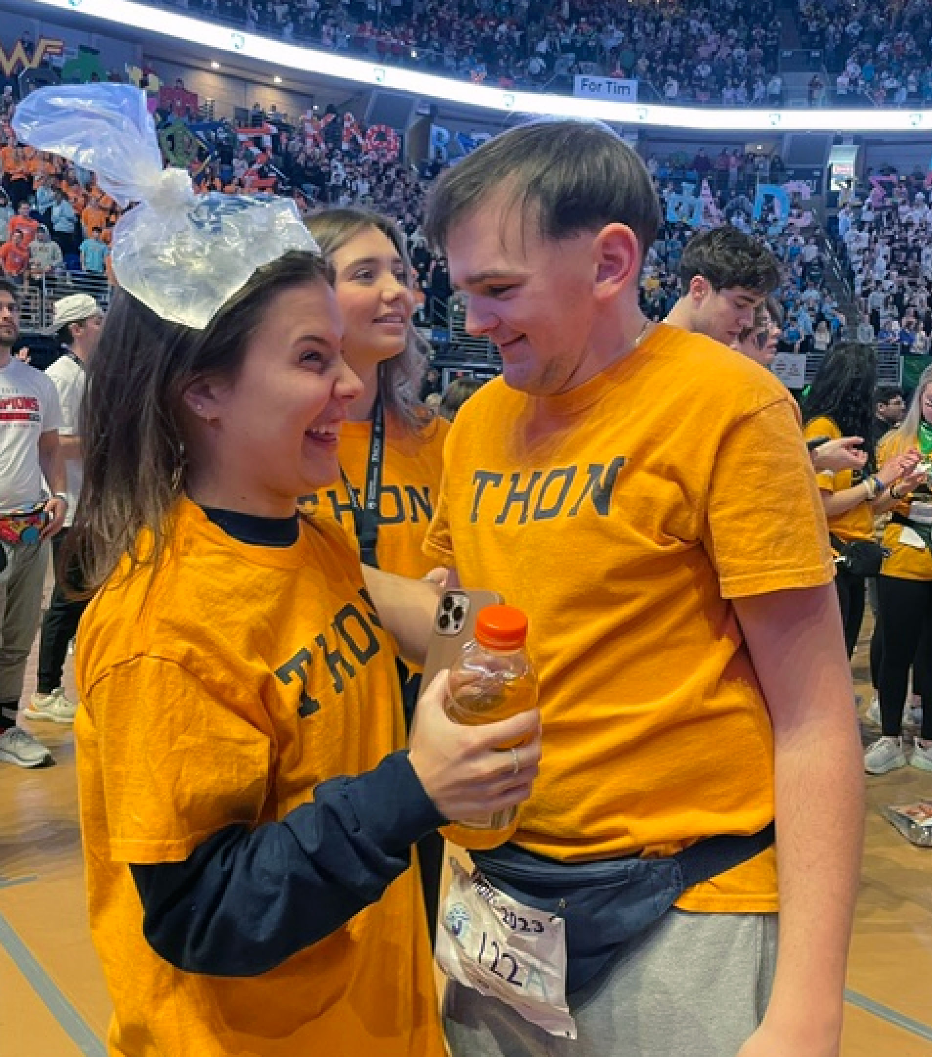 Tucker Haas and sister Taylor enjoying a smiling moment together in matching THON shirts, courtesy