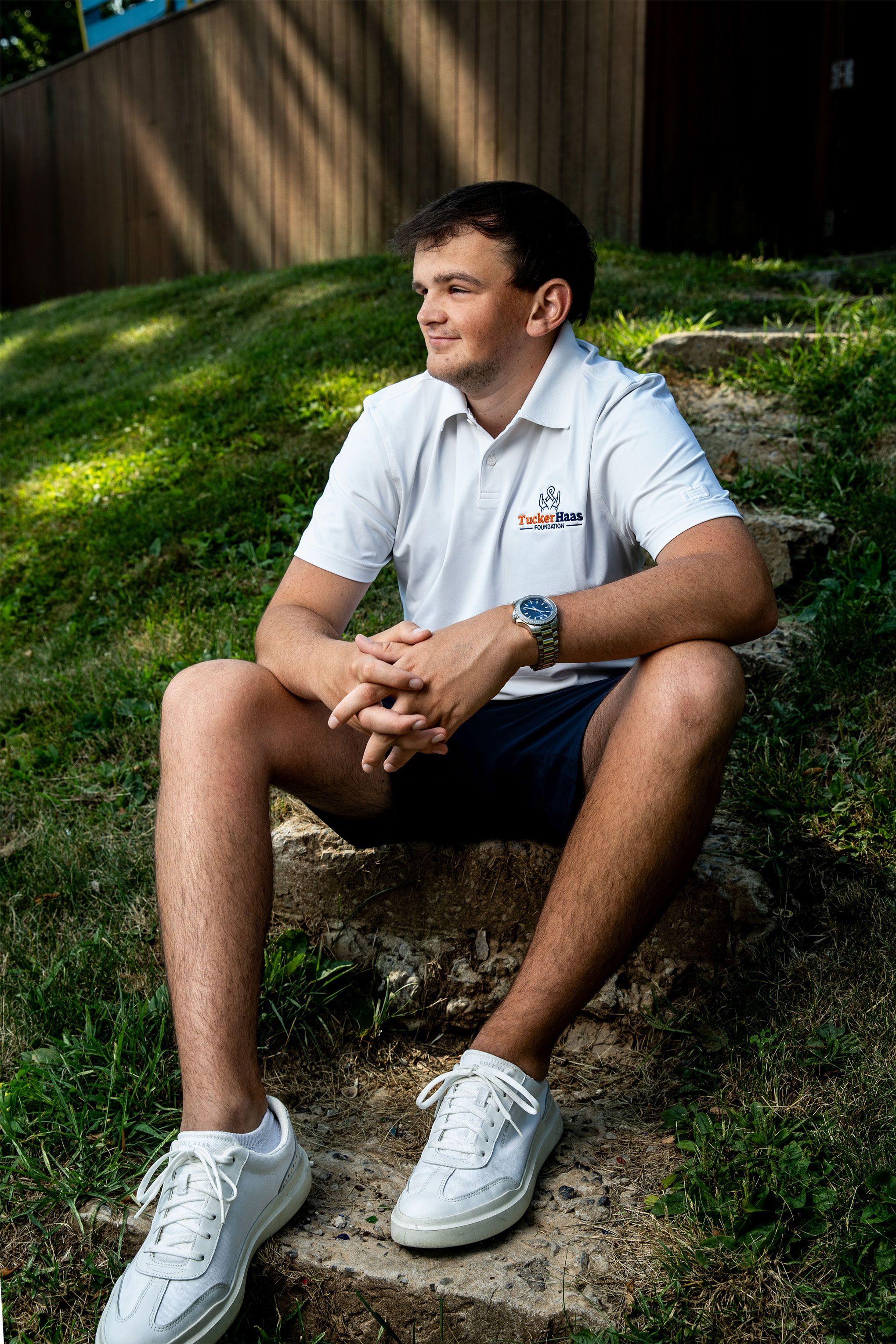 Tucker Haas seated outside, photo by Cardoni