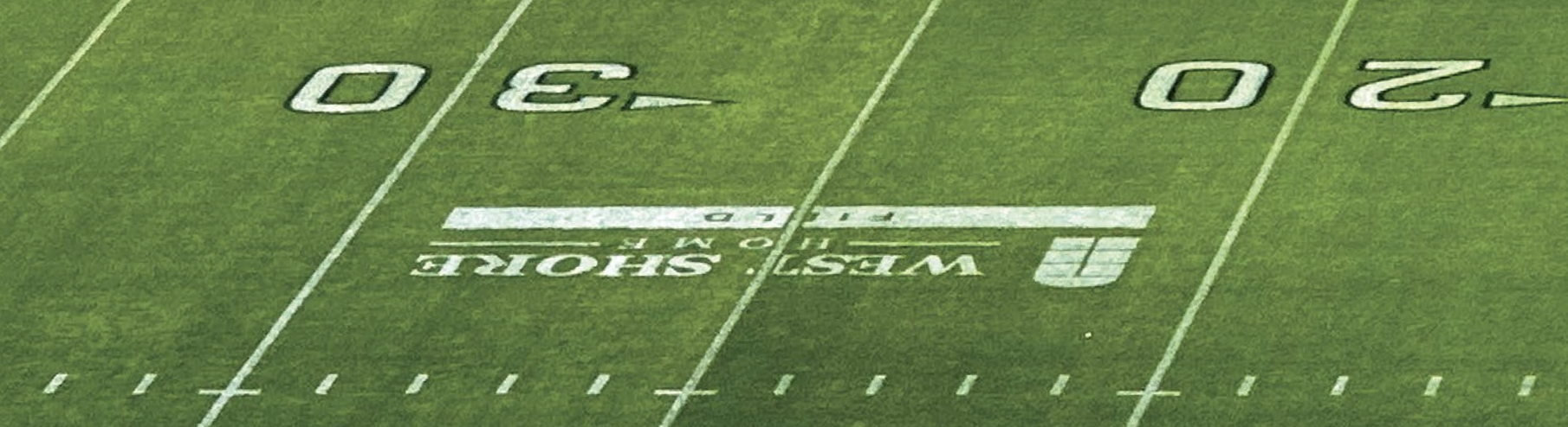 photo of West Shore Home logo on turf at Beaver Stadium by Ryan Jones '95 Com