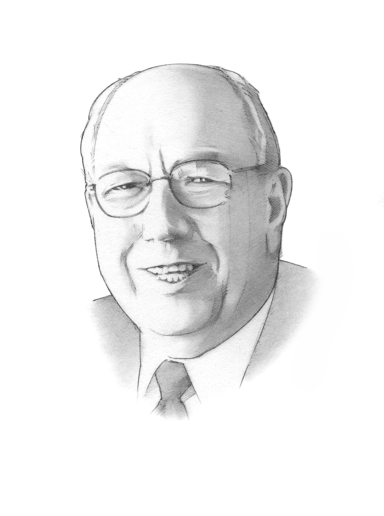head shot pencil illustration of Wolff by Randy Glass