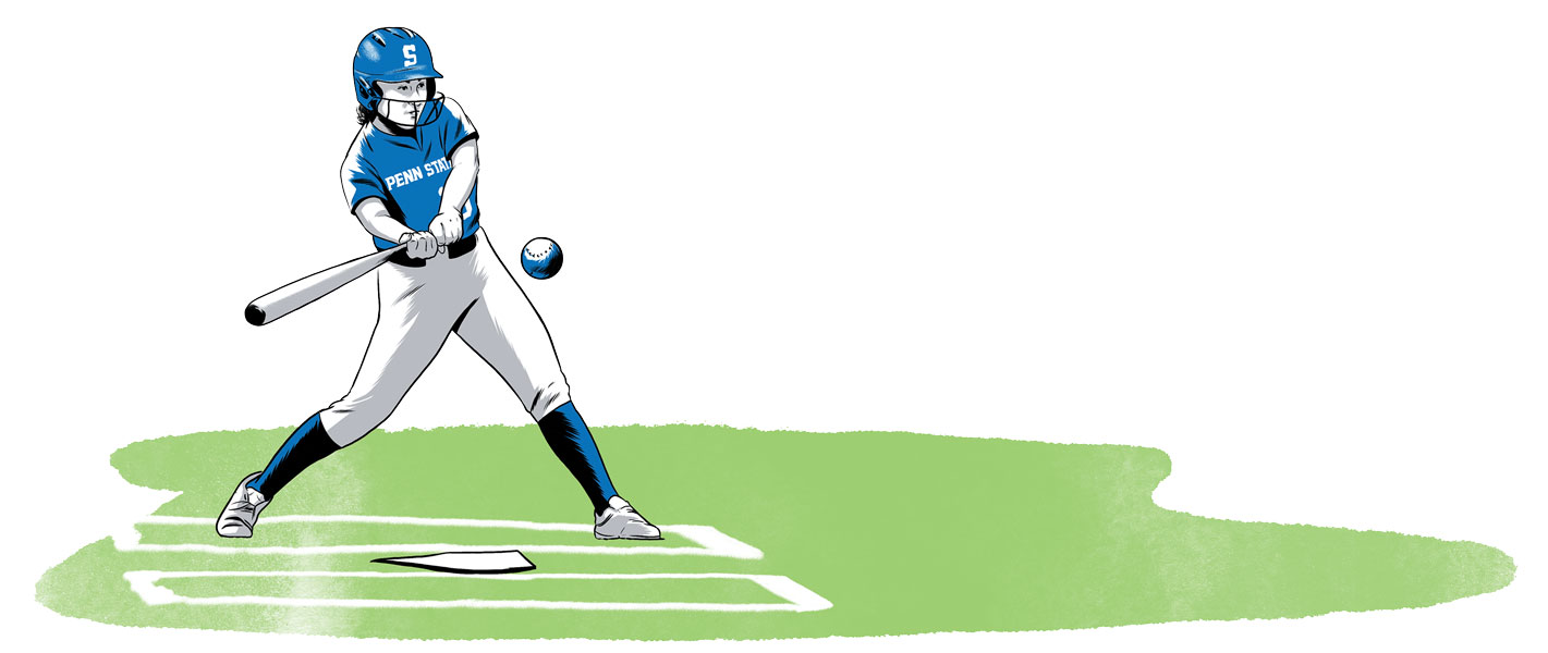 illustration of a batter hitting a baseball by Joel Kimmel
