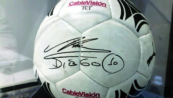 soccer ball autographed by Argentine legend Diego Maradona