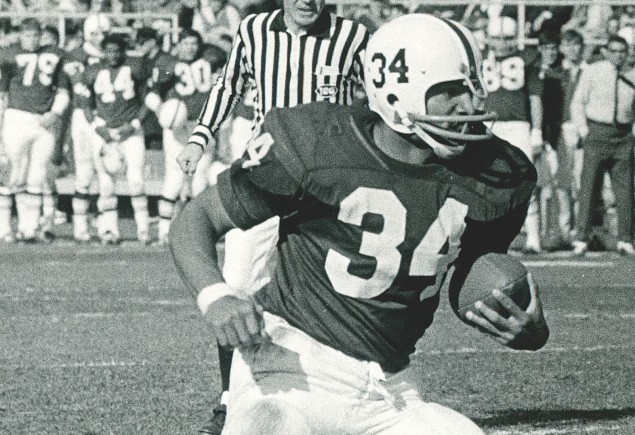Nittany Lions number 34 Franco Harris running with the ball