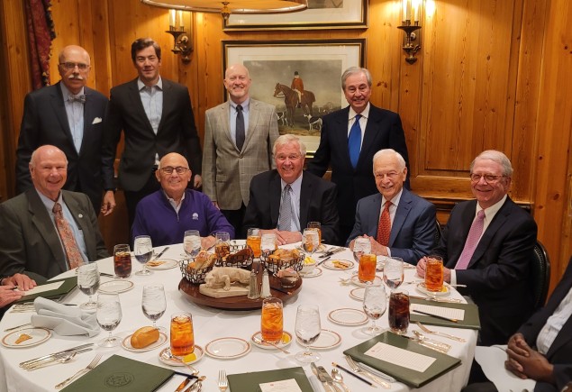 Photo of men seated around a round table having lunch at the Duquesne Club, courtesy