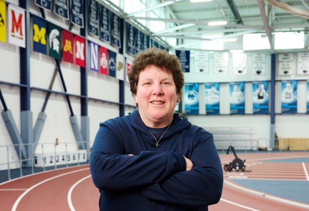 Brenna O’Connor on indoor track photo by Penn State Athletics