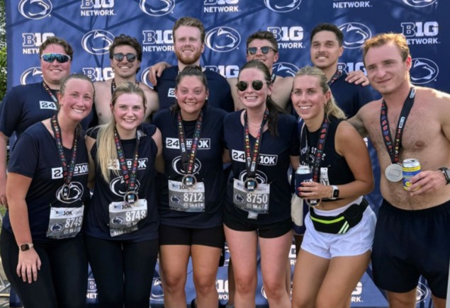 members of the Penn State Alumni Association Chicago Chapter after a marathon, photo by Penn State Alumni Association