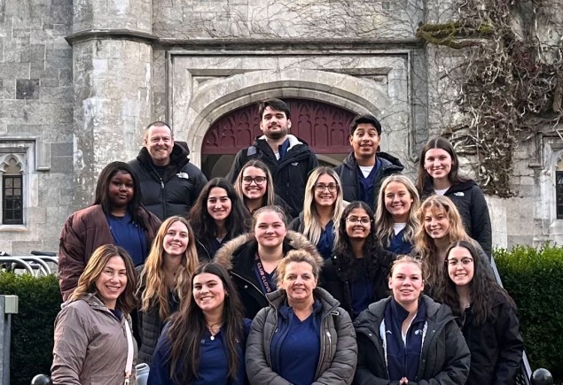 group photo of nursing students at University of Galway during a fall 2024 trip, courtesy