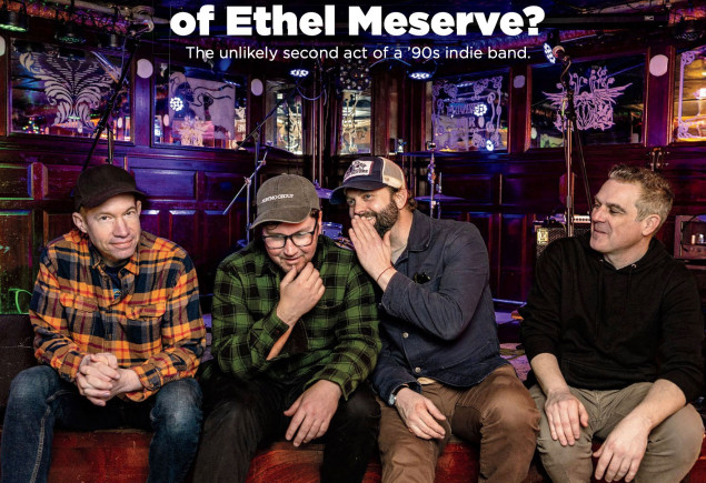 cover of May/June '26 issue of Penn Stater magazine featuring photo of indie rock band Ethel Meserve by Cardoni