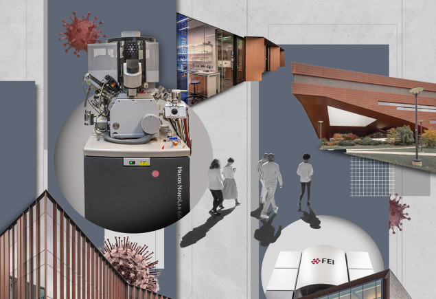 conceptual illustration of various research buildings and equipment by Nadia Radic