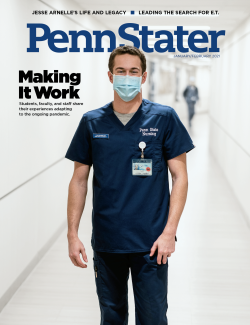 January / February 2021 Cover image of male Penn State nursing sudent