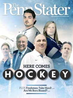 September October 2013 cover of Penn Stater Magazine_hockey players and coaches