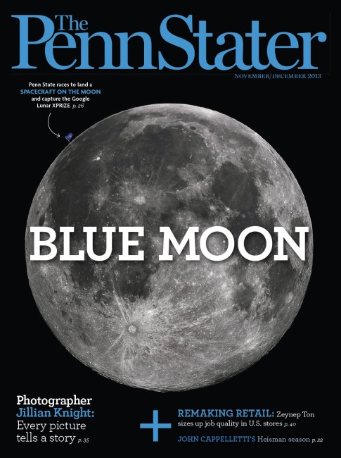 Nov/Dec13 cover of Penn Stater Magazine_black and white photo of the moon