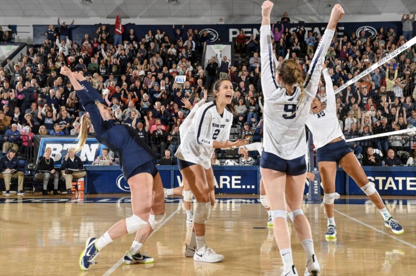 Women's volleyball at Rec Hall, photo by Mark Selders