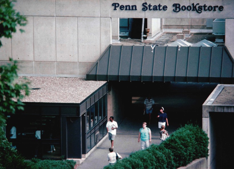 exterior photo of the former Penn State Bookstore, Penn State Archives