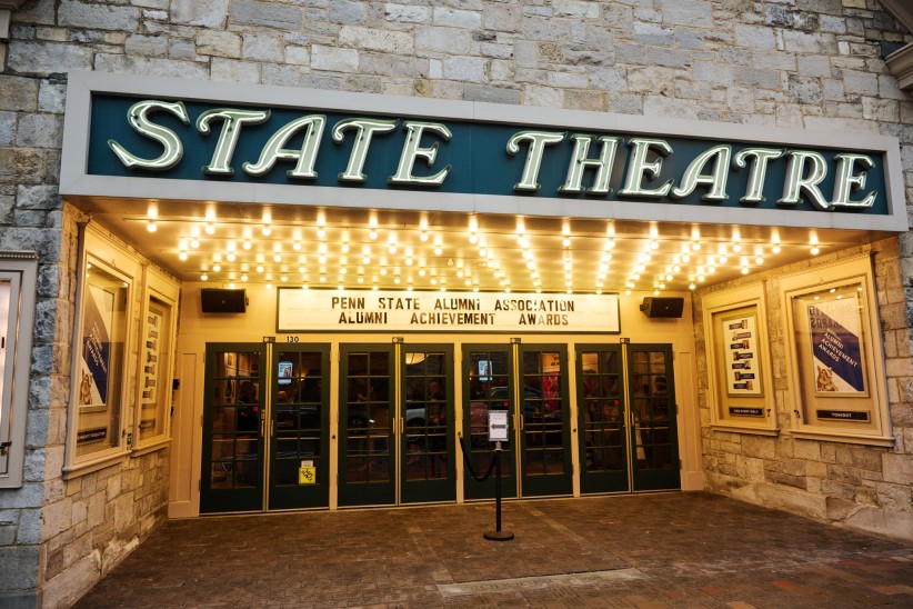 State Theatre marquis featuring Penn State Alumni Association Alumni Achievement Awards, courtesy Penn State Alumni Association