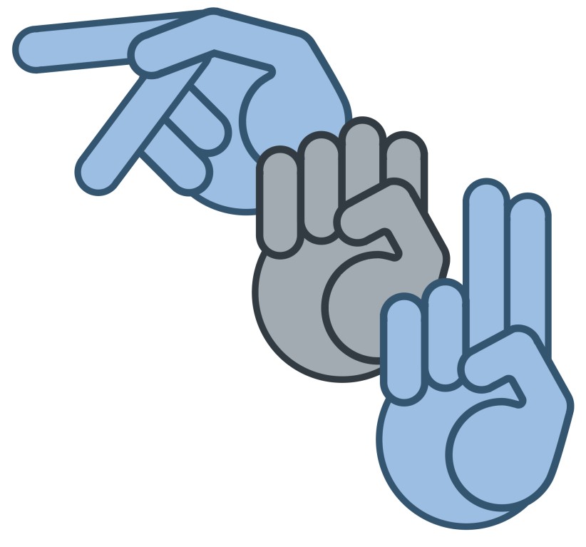 illustration of sign language for the letters PSU by Nick Sloff '92 A&A