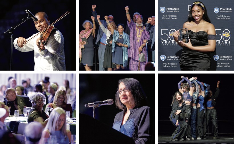 collage of six photos from PRCC gala by Steve Tressler
