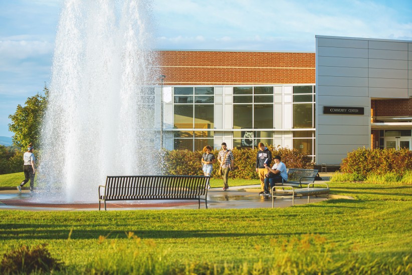 Penn State Fayette campus fountain and community center courtesy