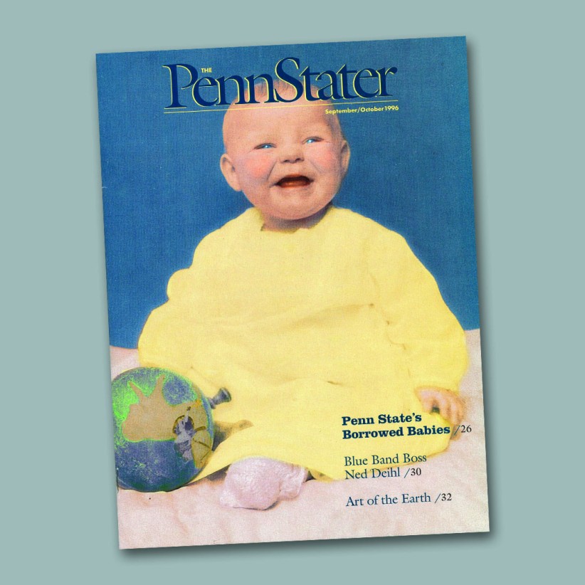 cover of the Sept/Oct 1996 issue of Penn Stater Magazine with a baby wearing yellow