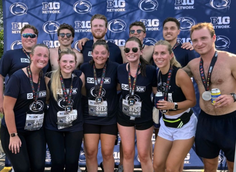 members of the Penn State Alumni Association Chicago Chapter after a marathon, photo by Penn State Alumni Association