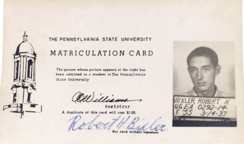 copy of a 1955 student ID card by Penn State Archives