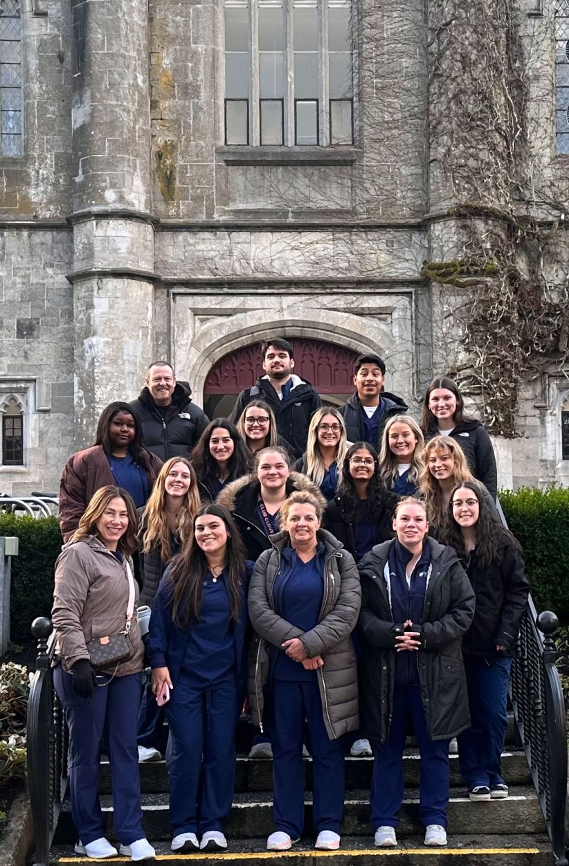 group photo of nursing students at University of Galway during a fall 2024 trip, courtesy