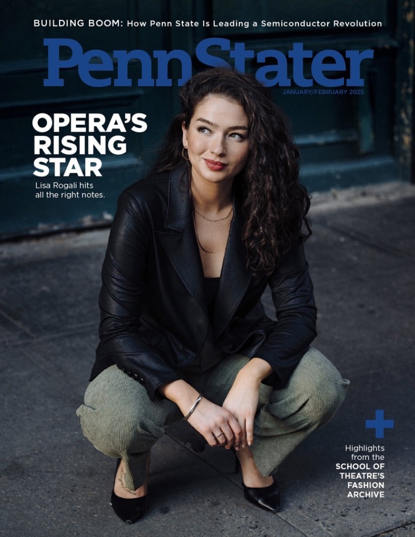 cover of Jan/Feb 25 issue of Penn Stater magazine featuring photo of Lisa Rogali by Jiyang Chen