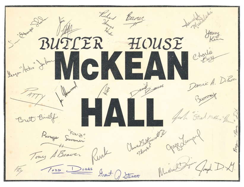 signed Butler House sign from McKean Hall, 1991, courtesy