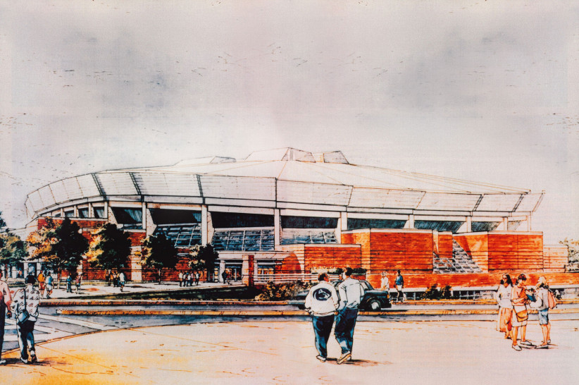 illustration of Penn Staters walking into Beaver Stadium