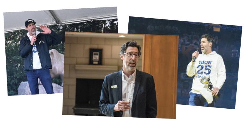 three photos of Jones in various settings during his tenure as interim CEO, by Penn State Alumni Association