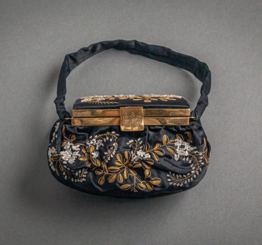 silk evening purse with brass clasp from the 40s photo by Nick Sloff '92 A&A