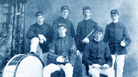 black and white photo of 1899 Penn State Bugle Corps, Penn State Archives