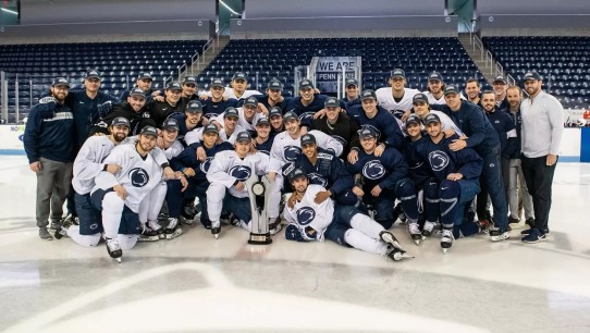 group shot of Penn State men's hockey team 2020, by Penn State Athletics