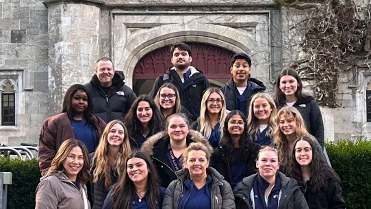 group photo of nursing students at University of Galway during a fall 2024 trip, courtesy