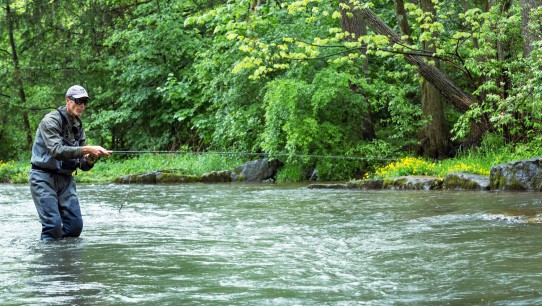 George Daniel fly fishing, photo by Nick Sloff '92 A&A