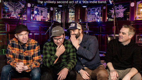cover of May/June '26 issue of Penn Stater magazine featuring photo of indie rock band Ethel Meserve by Cardoni