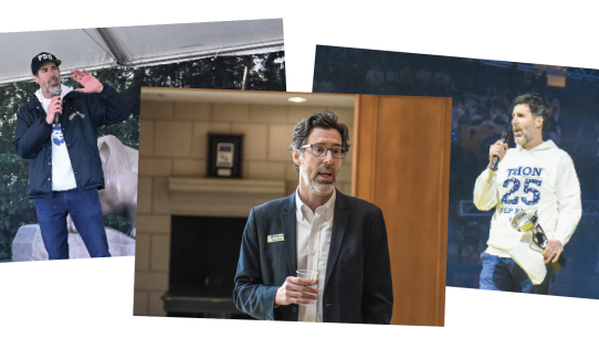 three photos of Jones in various settings during his tenure as interim CEO, by Penn State Alumni Association